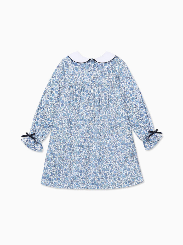Blue Floral Iris Made With Liberty Fabric Girl Empire Dress