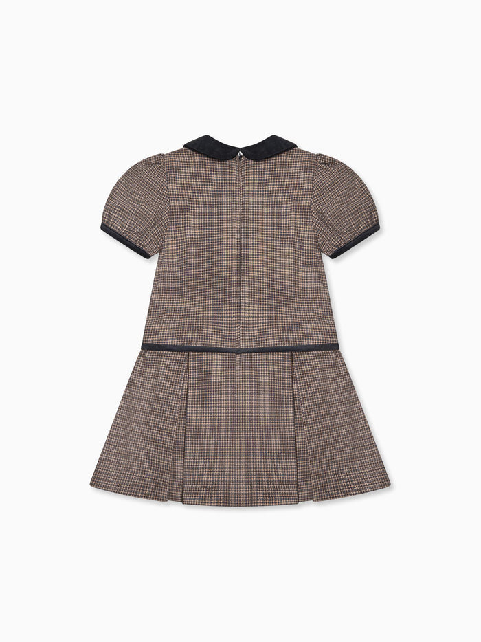 Brown Check Camala Girl Drop Waist Dress