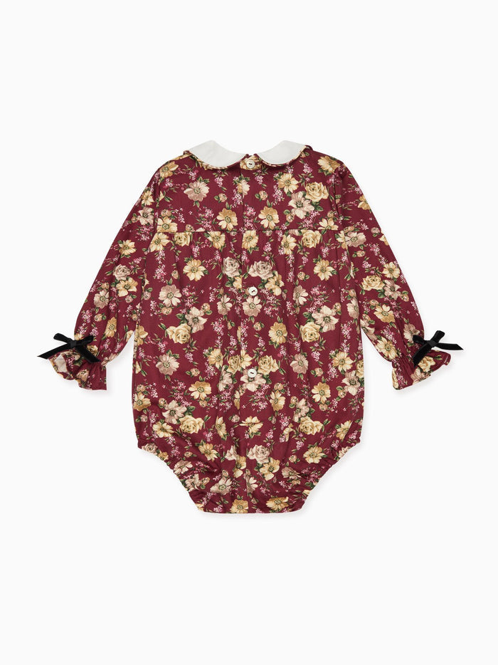 Burgundy Floral Senna Baby Girl Romper