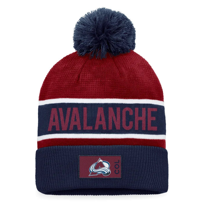 Colorado Avalanche Fanatics Branded Blue/Maroon 2022 NHL Draft - Authentic Pro Cuffed Knit Toque with Pom