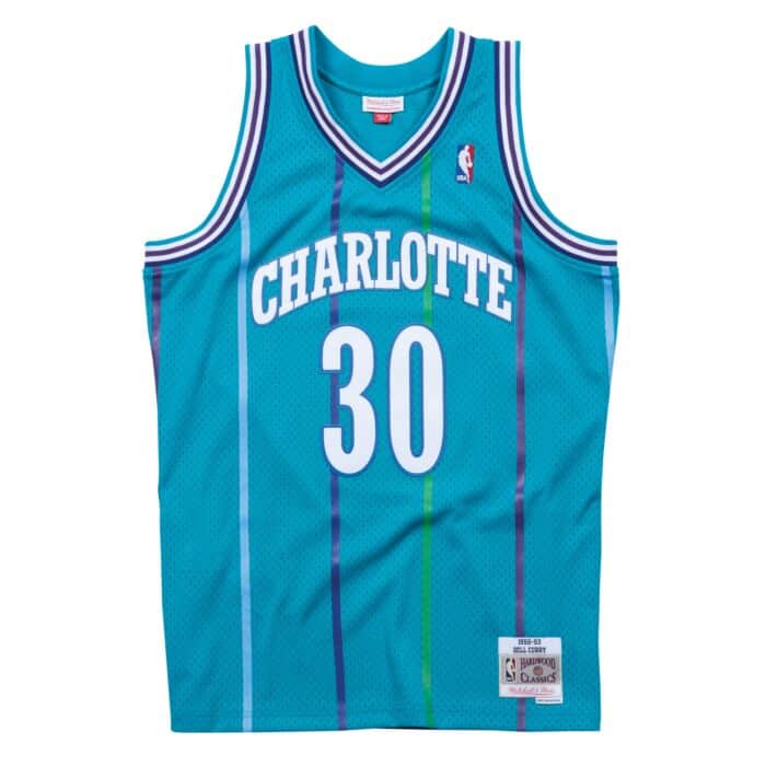 Dell Curry #30 Charlotte Hornets Road 1992-93 Mitchell & Ness Hardwood Classic Swingman Teal Jersey