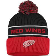 Detroit Red Wings Fanatics Branded Authentic Pro Locker Room Cuffed Pom Knit Hat - Black/Gray