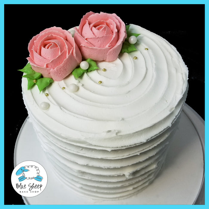 buttercream rose rustic swipe cake nj