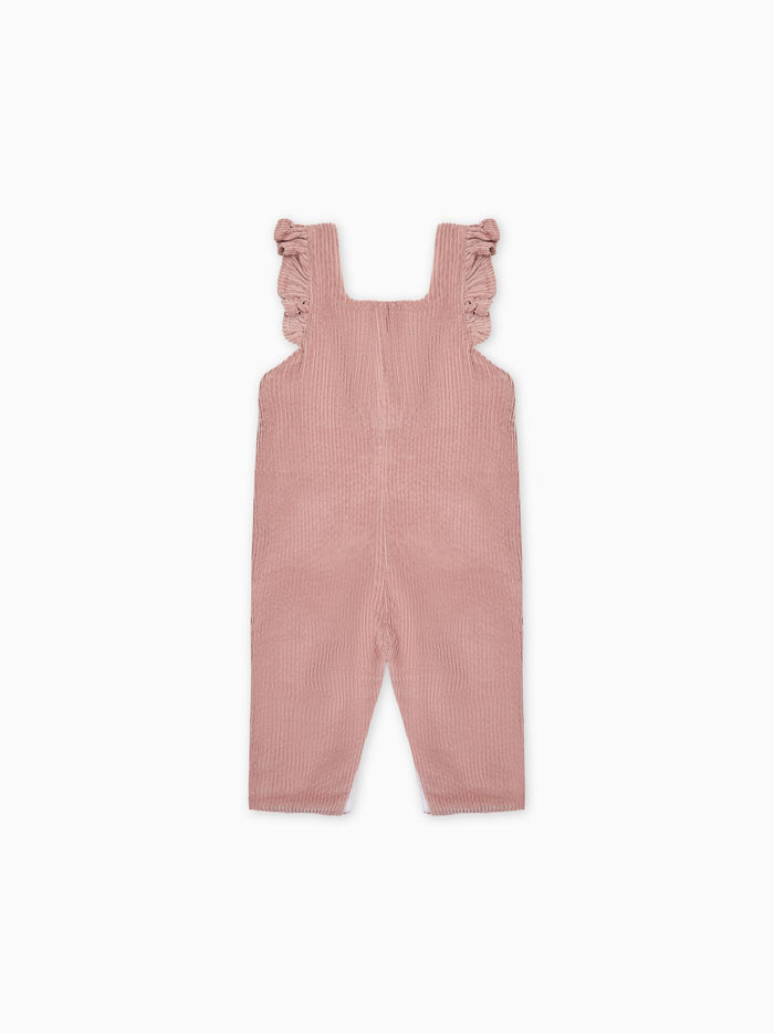 Dusty Pink Delphina Corduroy Baby Girl Dungarees