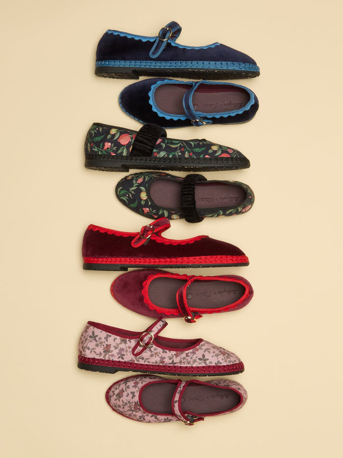 Flabelus x La Coqueta Woman Light Blue Velvet Mary Jane Shoes