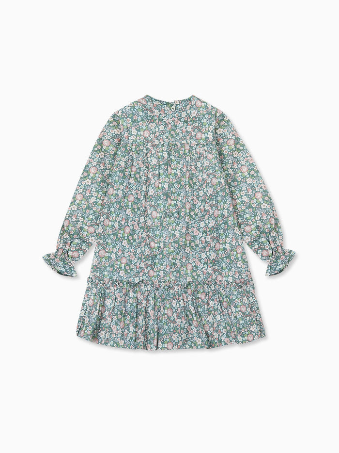 Green Floral Belia Girl Smocked Dress