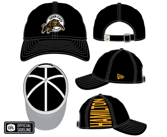 Hamilton Tigercats CFL New Era 2026 Retro Turf Traditions 9Twenty Adjustable Hat - Black