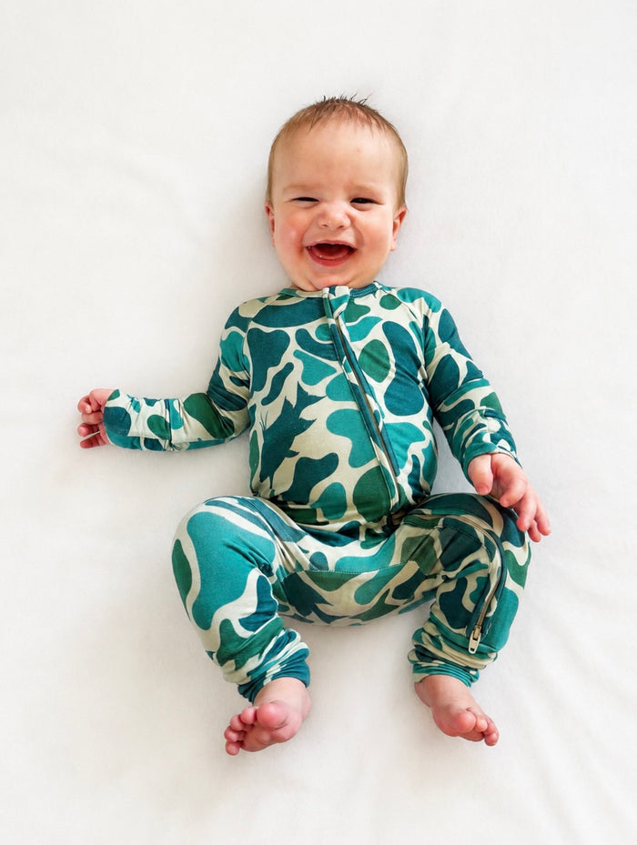 Hogfish Hideout - Coastal Camo Bamboo Zippy Sleeper Pajamas - Ready to Ship