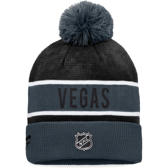 Las Vegas Golden Knights Fanatics Branded Grey/Black 2022 NHL Draft - Authentic Pro Cuffed Knit Toque with Pom