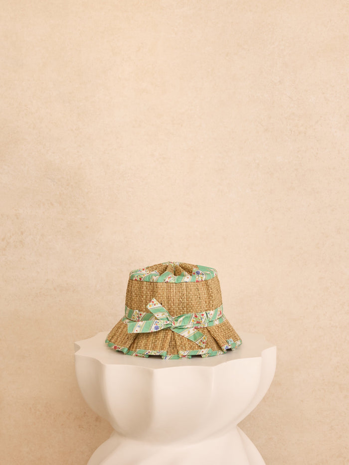 Lorna Murray x La Coqueta Sage Floral Stripe Beauty Point Girl Grass Hat