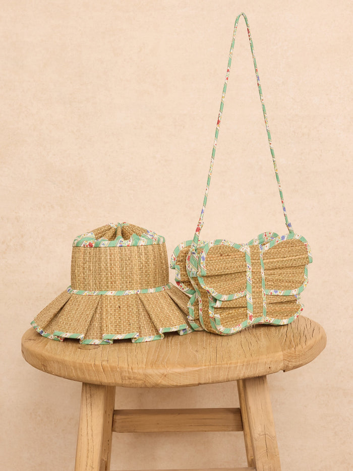 Lorna Murray x La Coqueta Sage Floral Stripe Beauty Point Woman Grass Hat