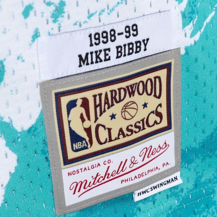 Mike Bibby #10 Vancouver Grizzlies Mitchell & Ness Team Marble 1998-99 Hardwood Classic Teal Swingman Jersey