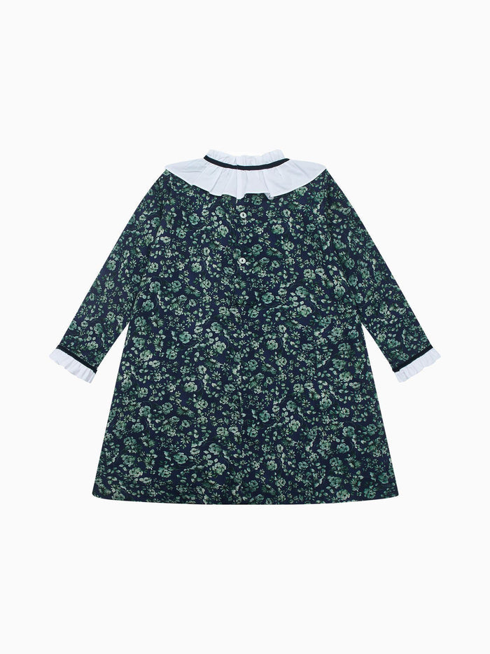 Navy & Green Floral Odisea Girl A-Line Dress