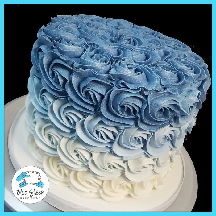 ombre rosette buttercream cake