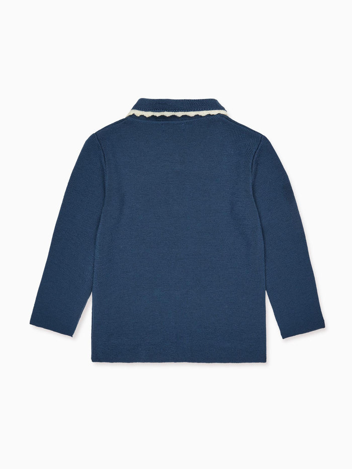 Petrol Blue Eldora Merino Girl Cardigan