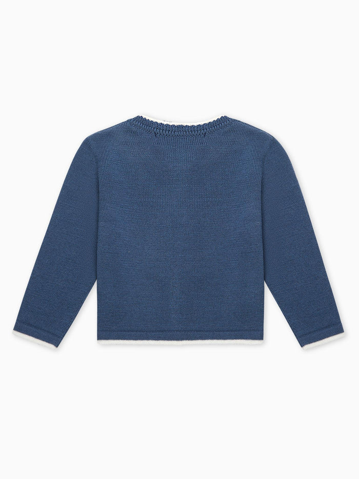 Petrol Blue Rain Merino Baby Cardigan