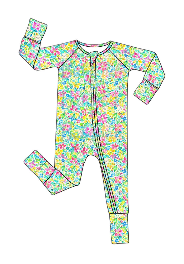 *PREORDER* Floral Sand Dollar - Bamboo Zippy Sleeper Pajamas