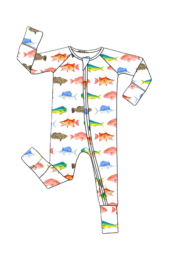 *PREORDER* Offshore Fish - Bamboo Zippy Sleeper Pajamas