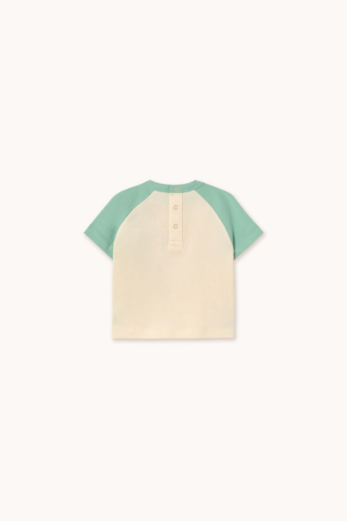 Sommar Graphic Baby Tee in Light Cream/Washed Emerald