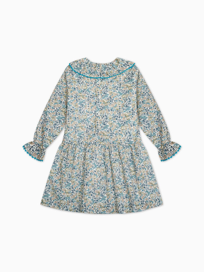 Teal Floral Tessa Liberty Girl Drop Waist Dress