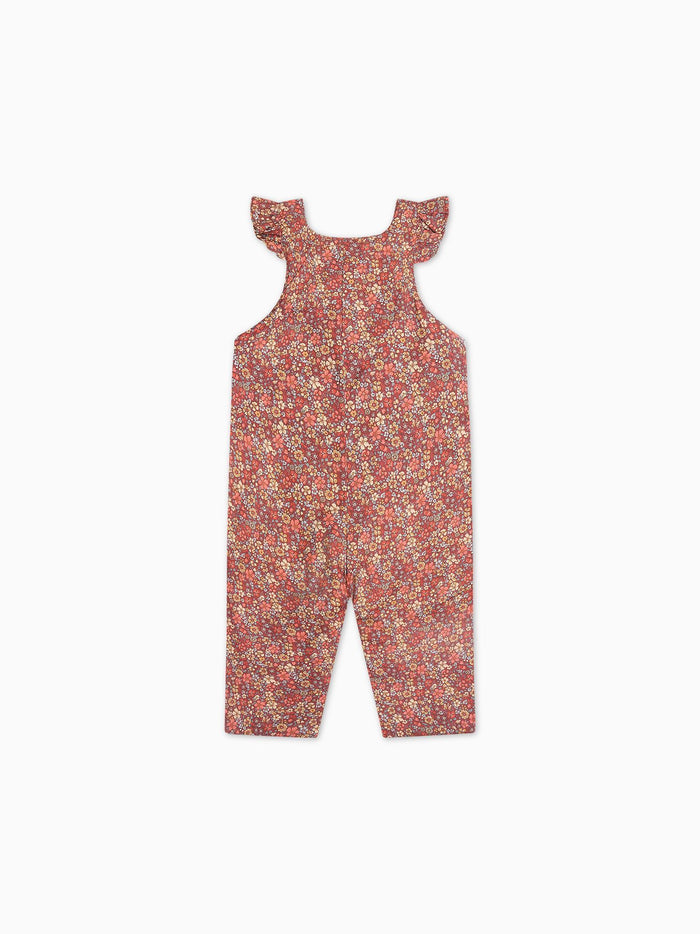 Terracotta Floral Delphina Baby Girl Dungarees