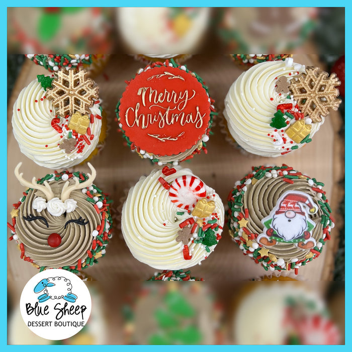 vintage chirstmas cupcake set