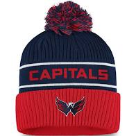Washington Capitals Fanatics Branded Authentic Pro Locker Room Cuffed Pom Knit Hat - Black/Gray