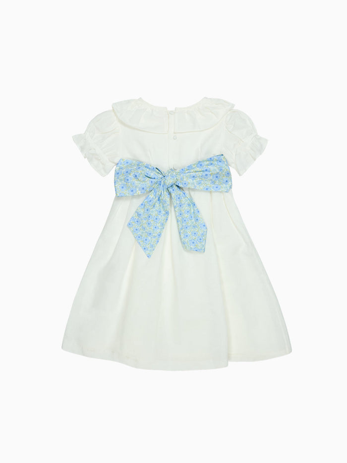 White Vega Floral Long Ceremony Girl Dress