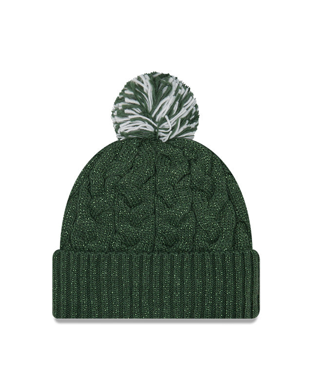 Women’s Green Bay Packers New Era Cozy Cable Laser Cuff Pom Knit Toque