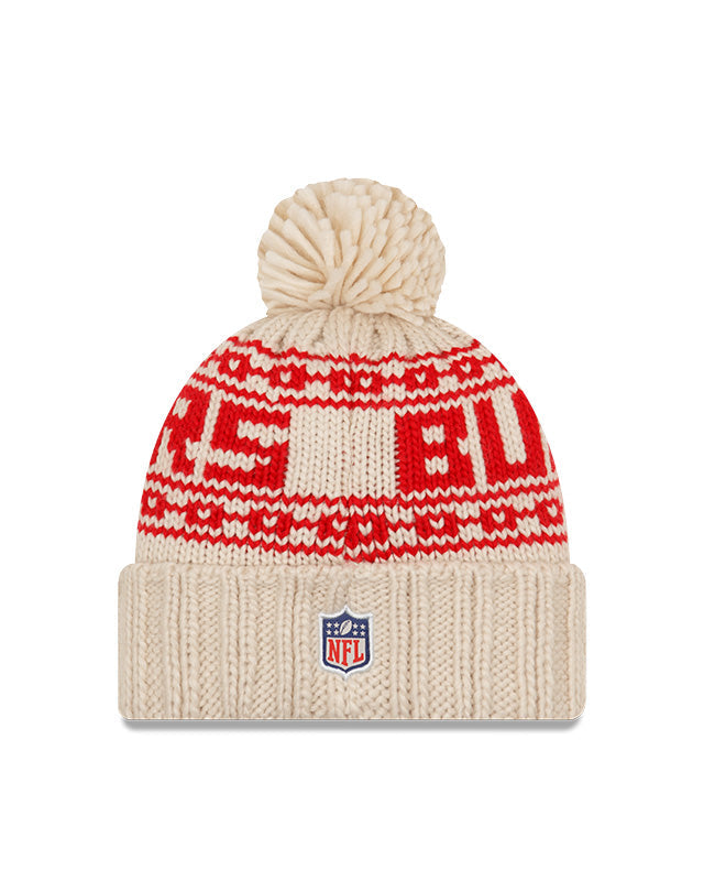 Women's Tampa Bay Buccaneers New Era 2021 NFL Sideline Pom Cuffed Knit Hat - Natural