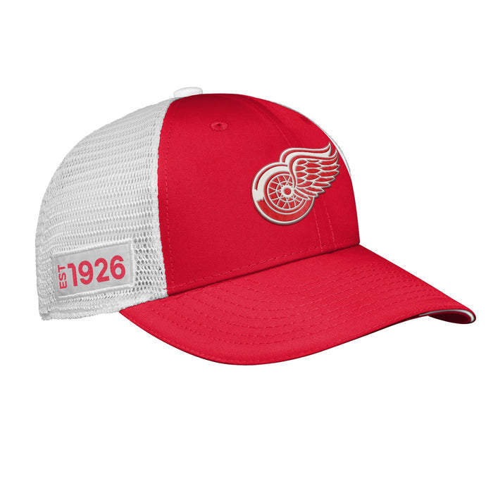 Youth Detroit Red Wings Fanatics Branded 2022 NHL Draft Authentic Pro On Stage Trucker Adjustable Hat