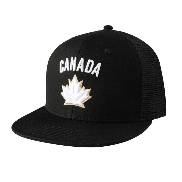 Youth Team Canada Hockey Black Flat Brim Snap MeshBack