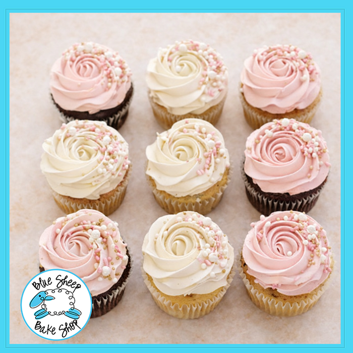 12 Custom Rosette Cupcakes