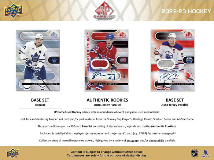 2022-23 Upper Deck SP Game Used Hockey Cards Hobby Box