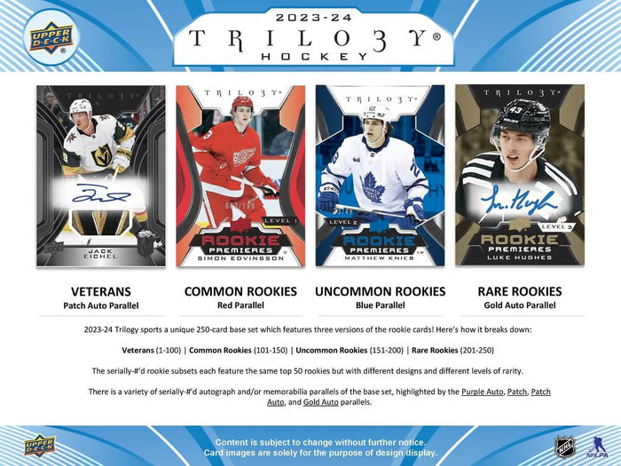 2023/24 Upper Deck Trilogy Hockey Cards Hobby Box