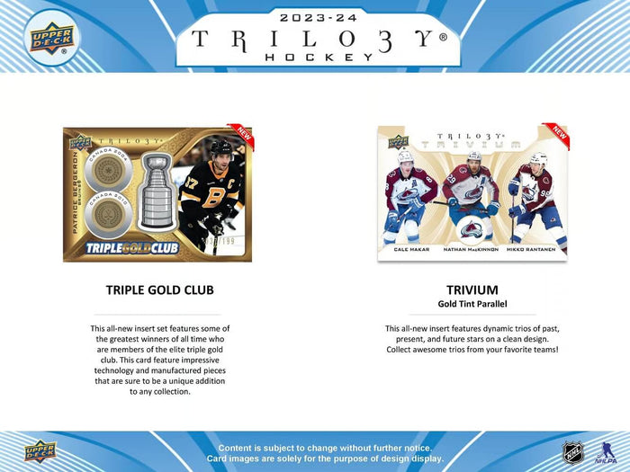 2023/24 Upper Deck Trilogy Hockey Cards Hobby Box