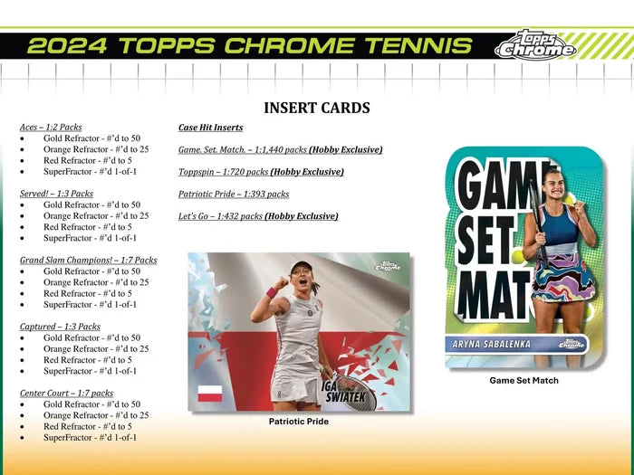 2024 Topps Chrome Collection Tennis Hobby Box