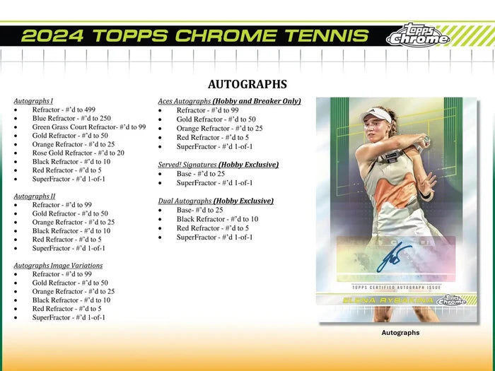 2024 Topps Chrome Collection Tennis Hobby Box