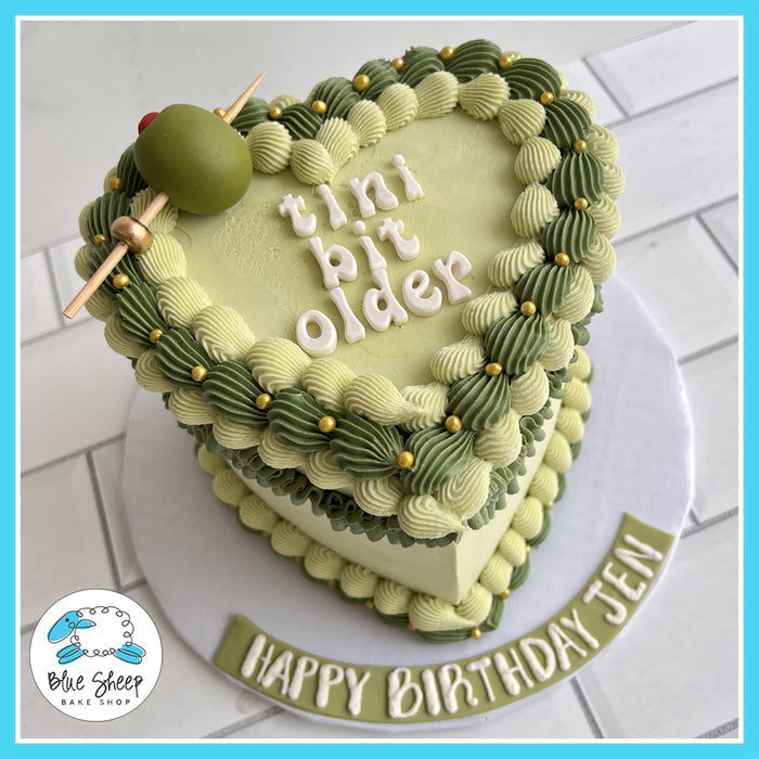A Tini Bit Older Heart Birthday Cake - Olive