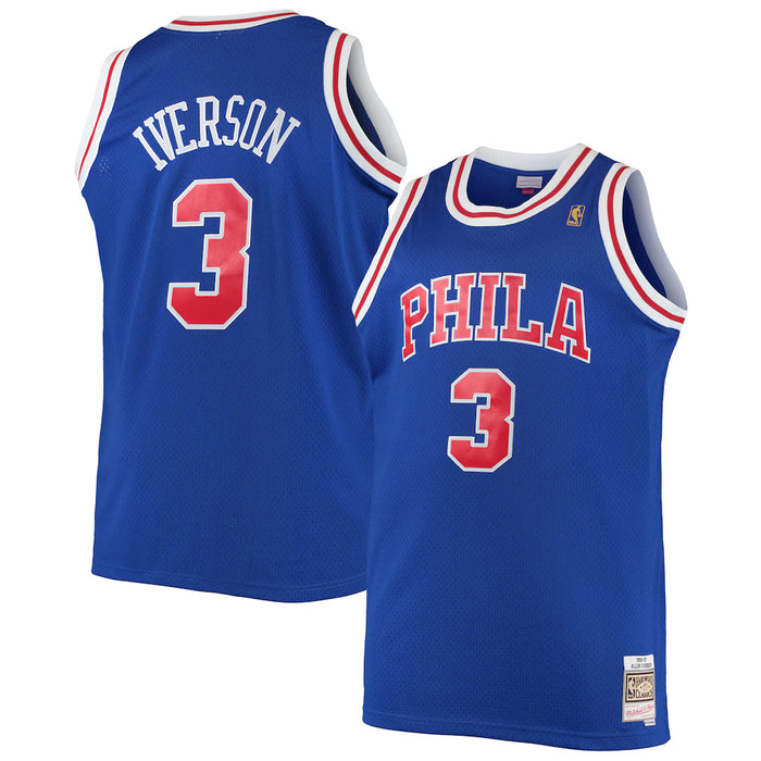 Allen Iverson #3 Philadelphia 76ers Mitchell & Ness 1996-97 Hardwood Classic Swingman Jersey - Blue