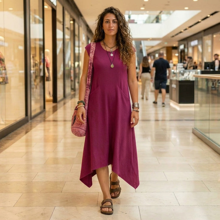 Asymmetrical Dress-Berry