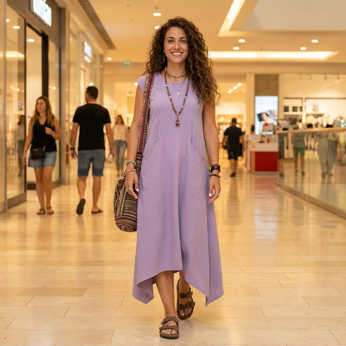 Asymmetrical Dress-Lilac