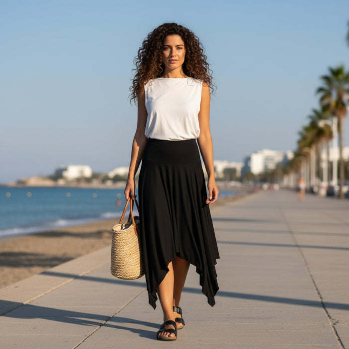 Asymmetrical Skirt-Black