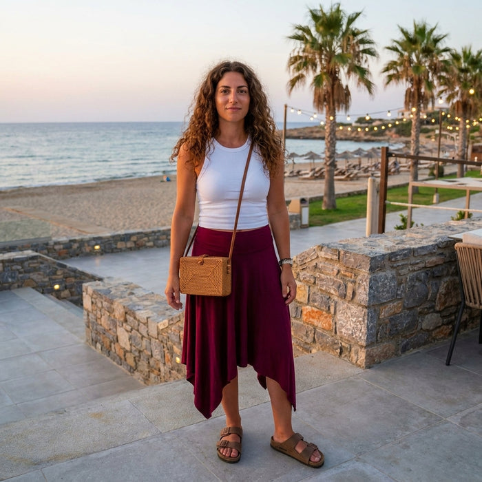 Asymmetrical Skirt-Burgundy