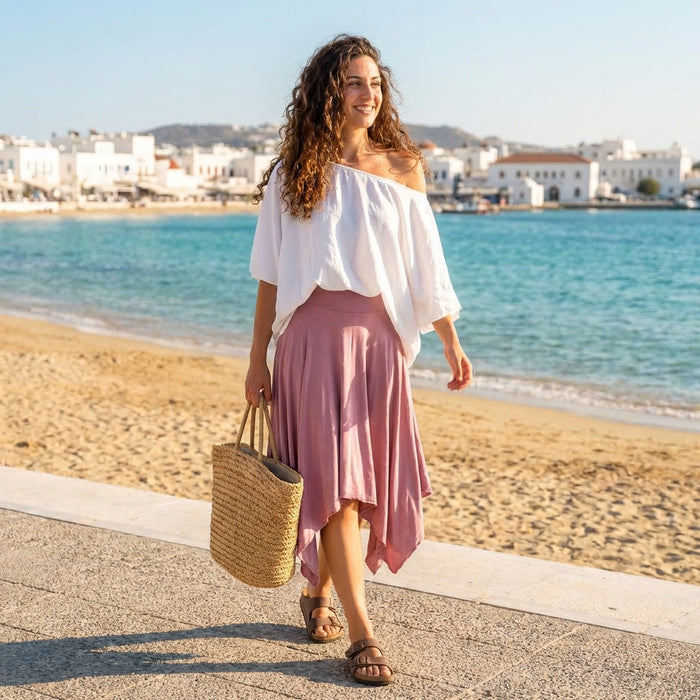 Asymmetrical Skirt-Cashmere Pink