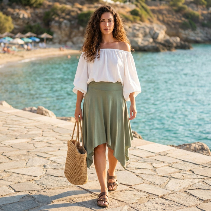 Asymmetrical Skirt-Pistachio Green