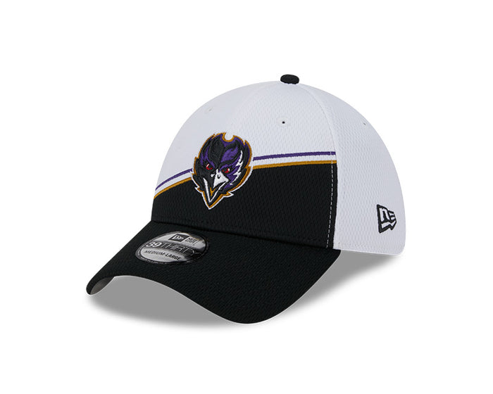 Baltimore Ravens New Era 2023 Sideline 39THIRTY Flex Hat - White/Black