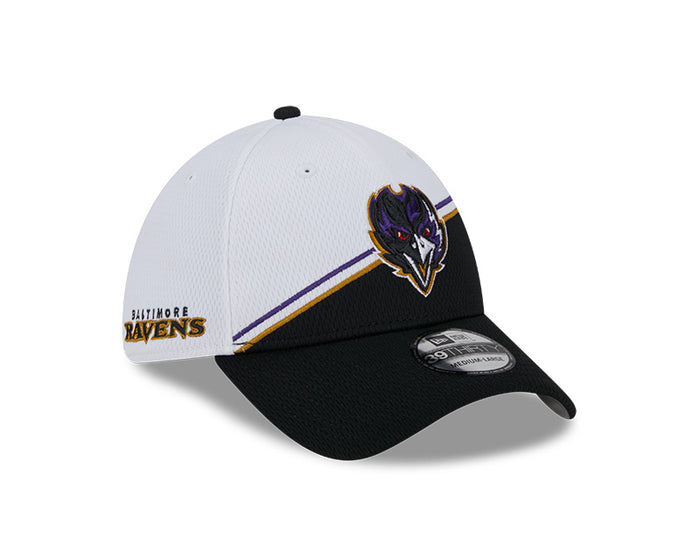 Baltimore Ravens New Era 2023 Sideline 39THIRTY Flex Hat - White/Black