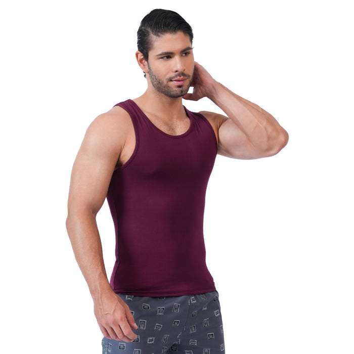 Bamboo Vest for Men - Midnight Plum (Pack of 1)