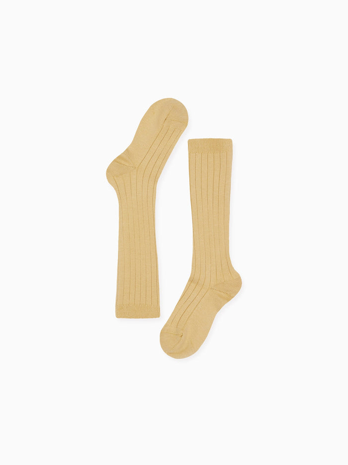Banana Ribbed Knee High Kids Socks